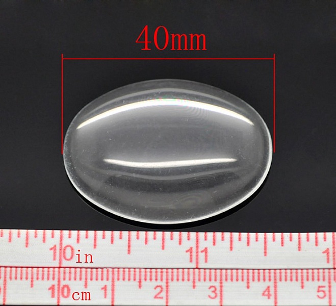Cabochon Oval 30 x 40 mm i klart burrglass N&deg;21