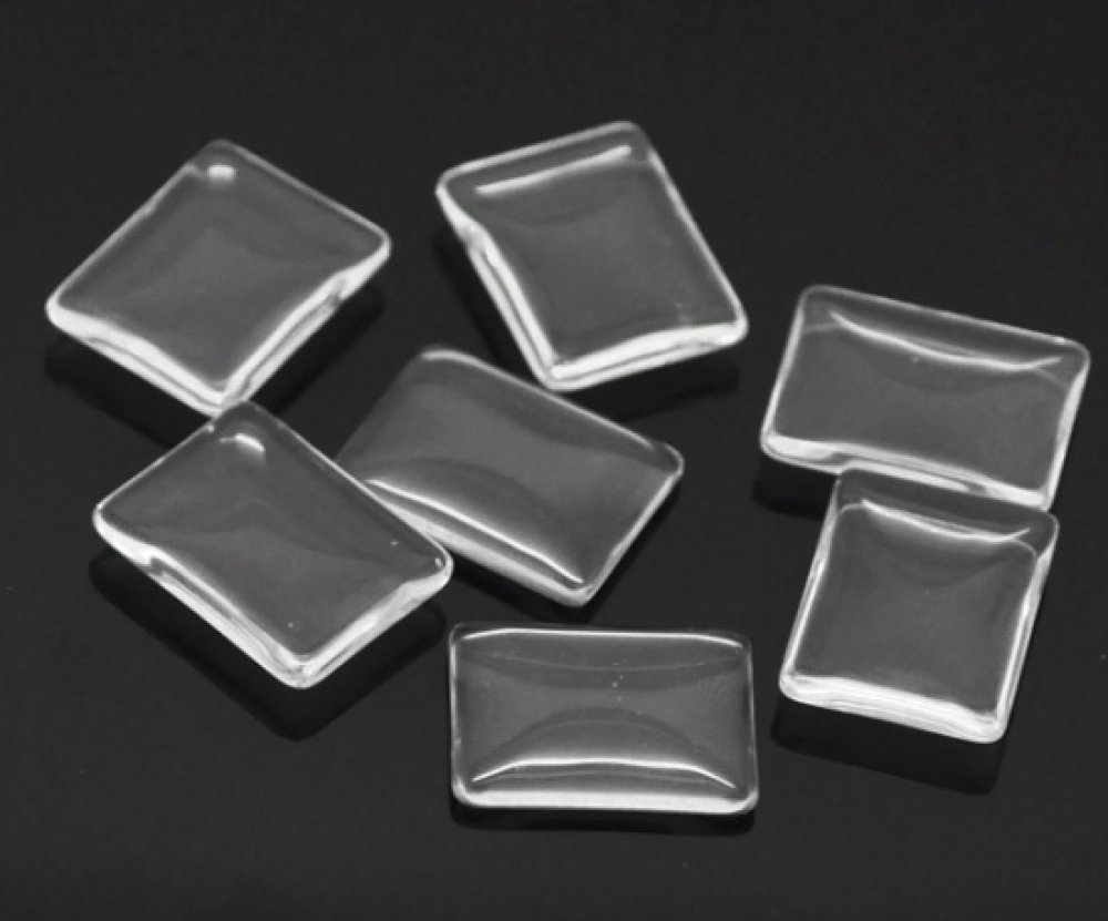 Cabochon Rektangel 18 x 25 mm i klart burrglass N°29