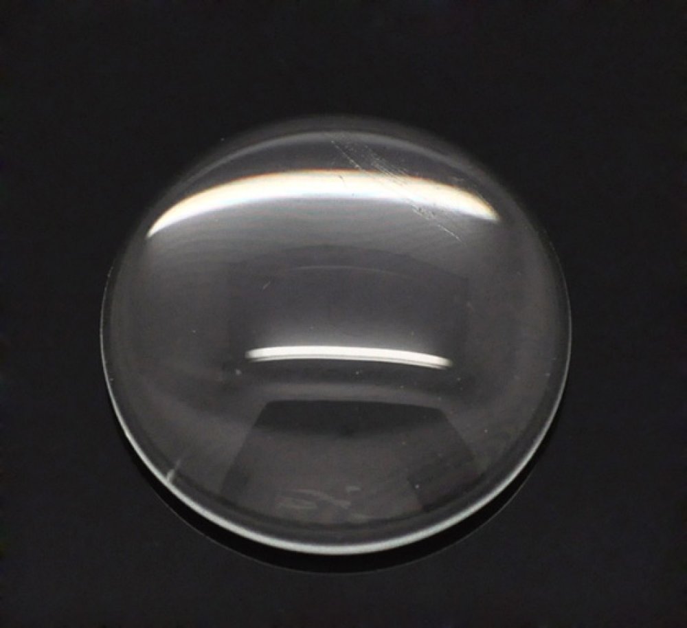 Cabochon rund 14 mm i gjennomsiktig burrglass N°04