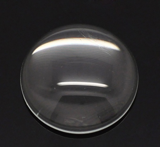 Cabochon rund 18 mm i gjennomsiktig burrglass N&deg;07