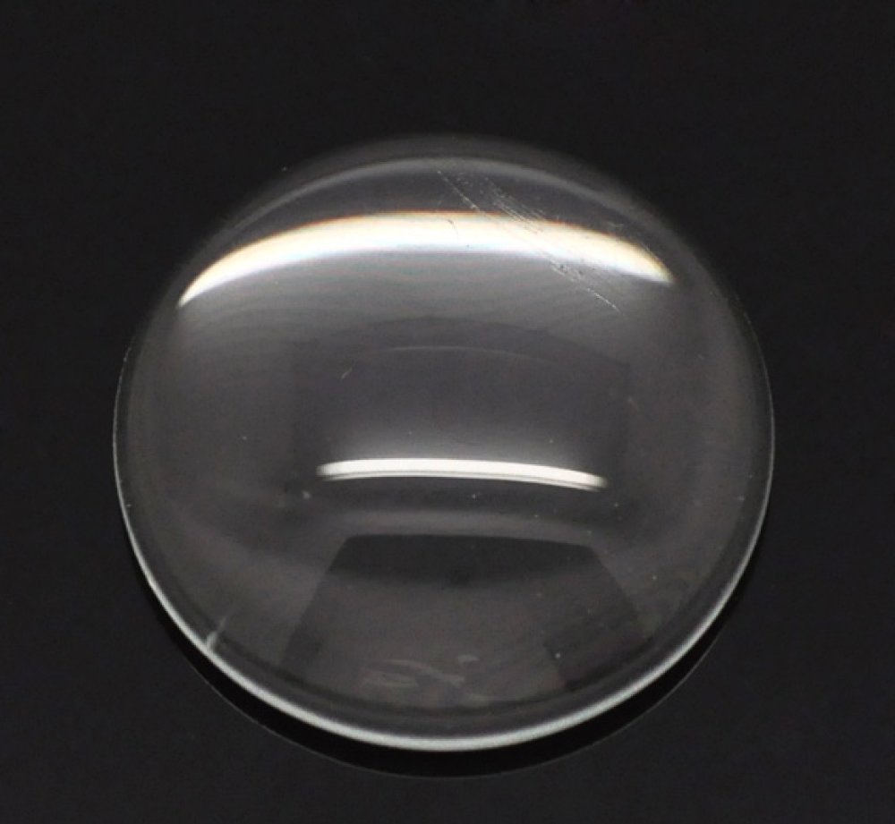 Cabochon rund 18 mm i gjennomsiktig burrglass N°07
