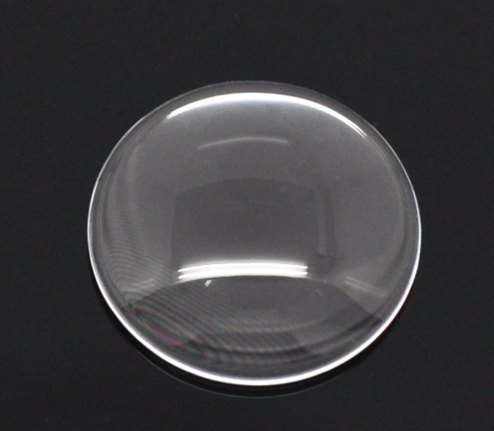 Cabochon rund 20 mm i gjennomsiktig burrglass N°08