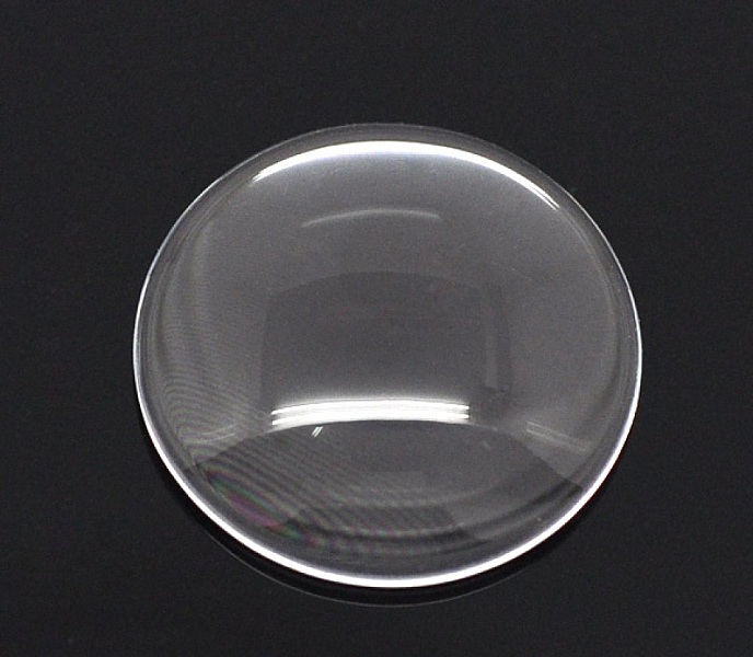 Cabochon rund 20 mm i gjennomsiktig burrglass N&deg;08