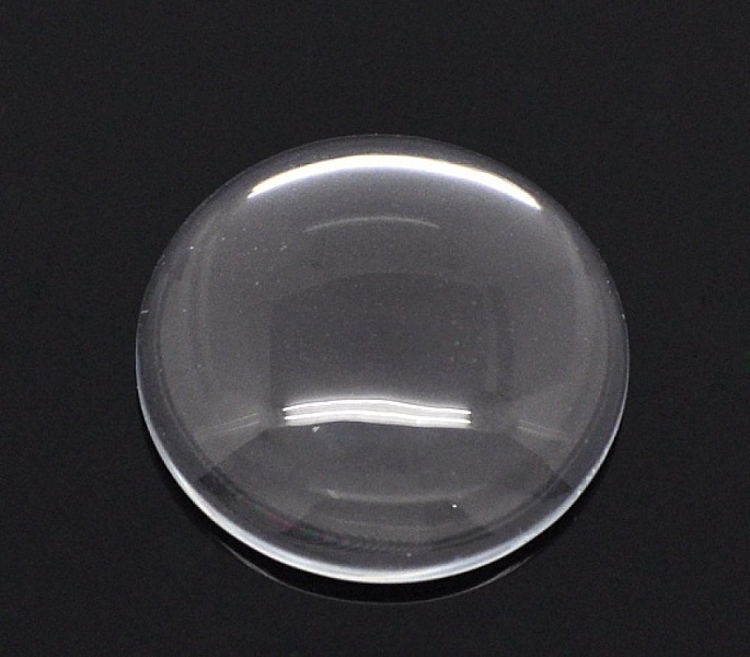 Cabochon Rond 25 mm en verre loupe transparent N&deg;11 &eacute;pais