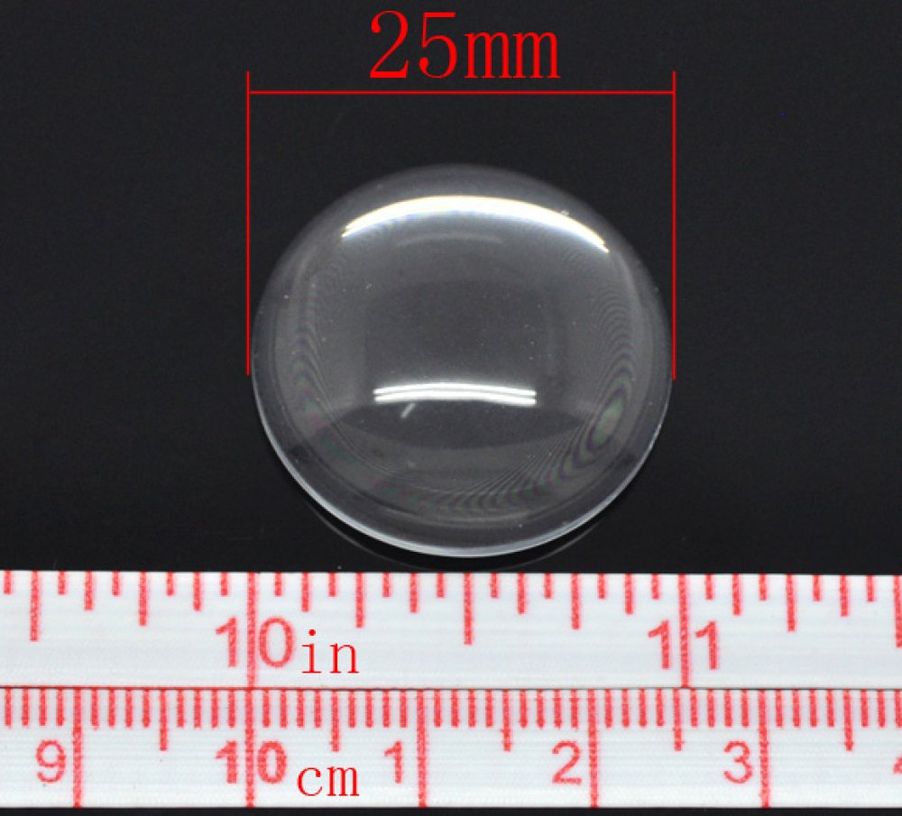 Cabochon Round 25 mm i klart burrglass N°11 standard