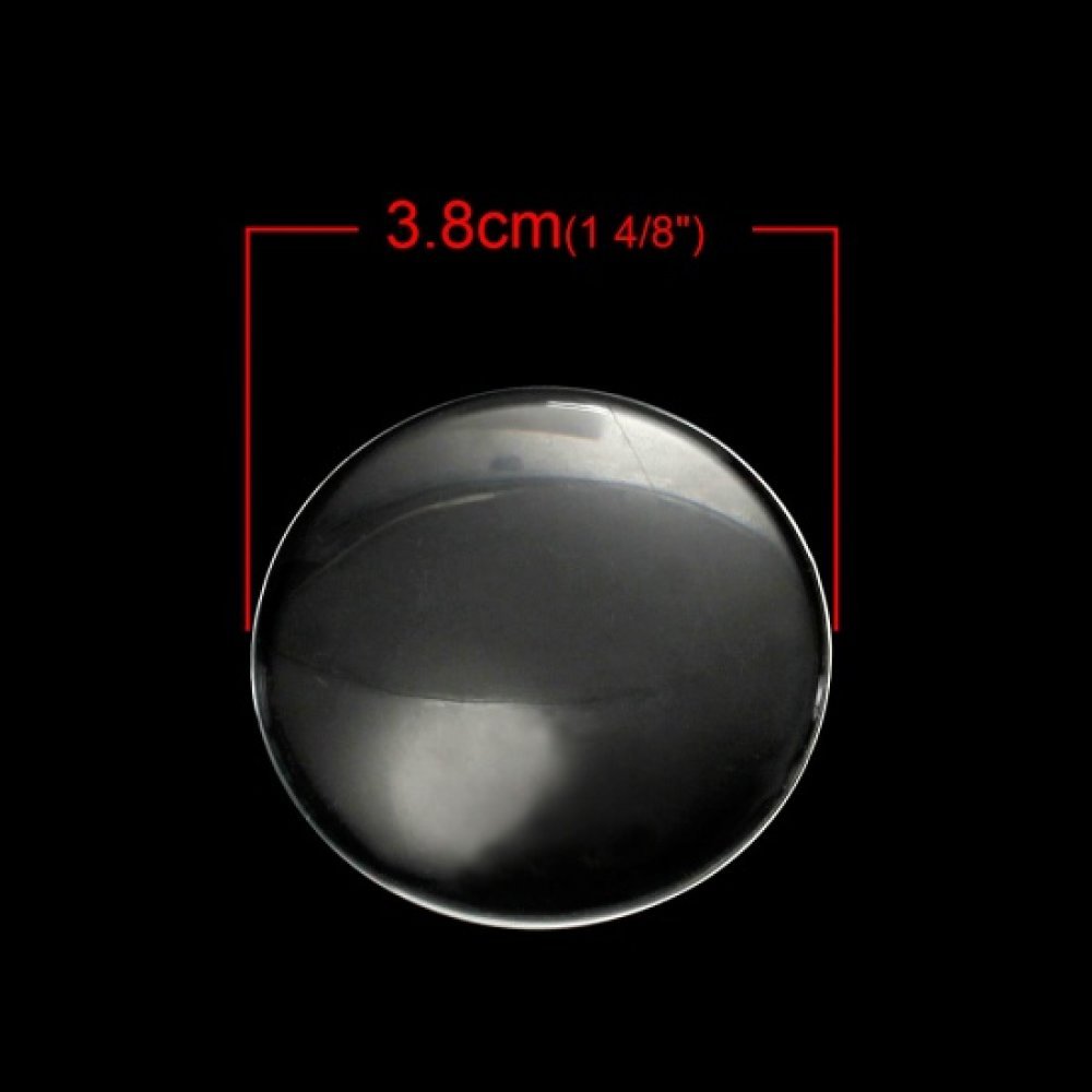 Cabochon rund 38 mm i klart glass