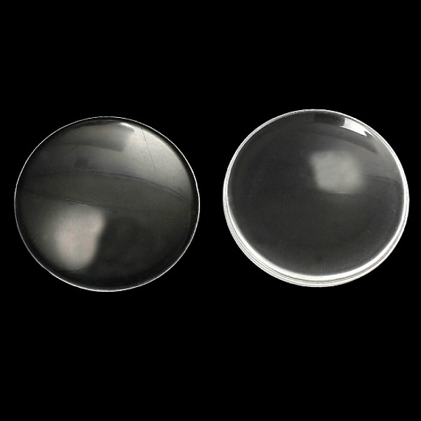 Cabochon rund 38 mm i klart glass
