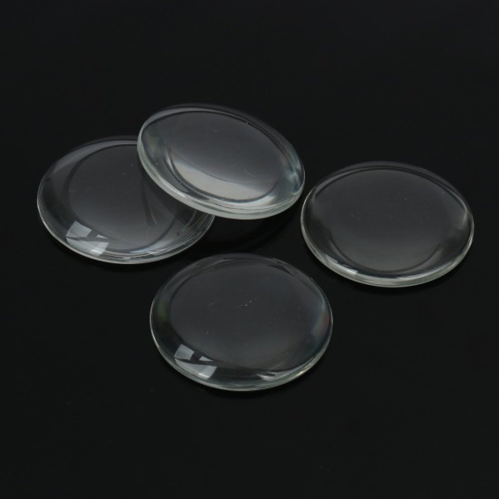 Cabochon rund 58 mm i klart glass