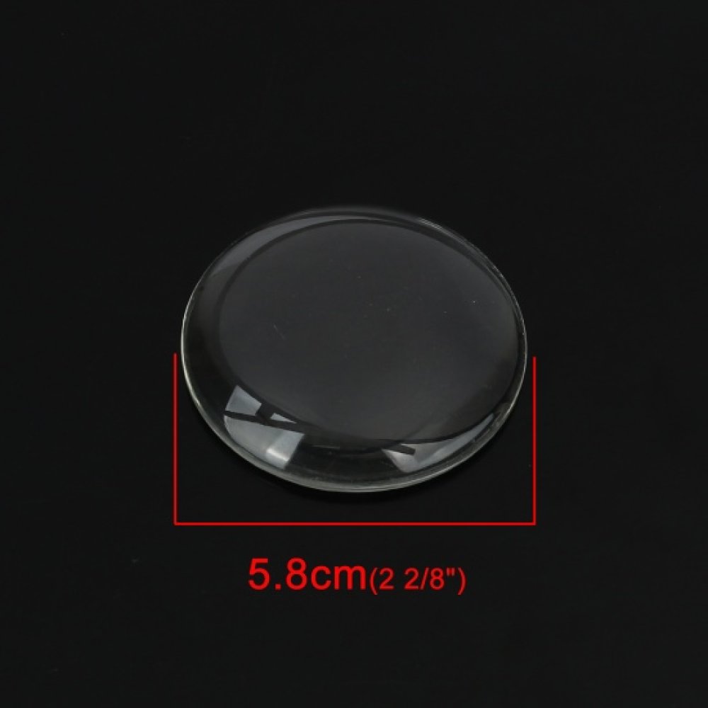 Cabochon rund 58 mm i klart glass