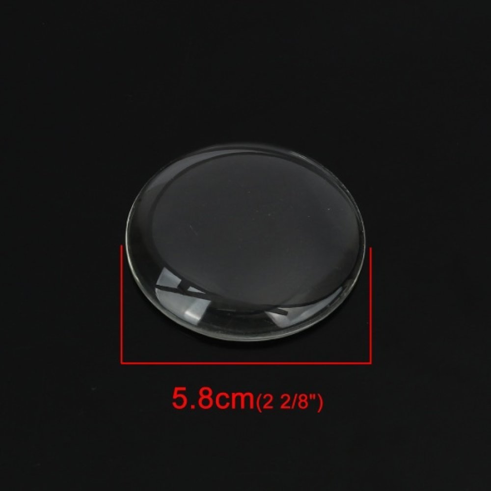 Cabochon rund 58 mm i klart glass