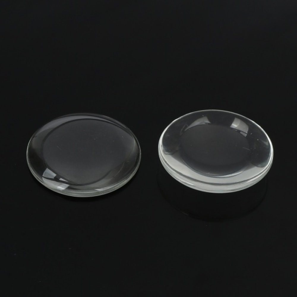 Cabochon rund 58 mm i klart glass