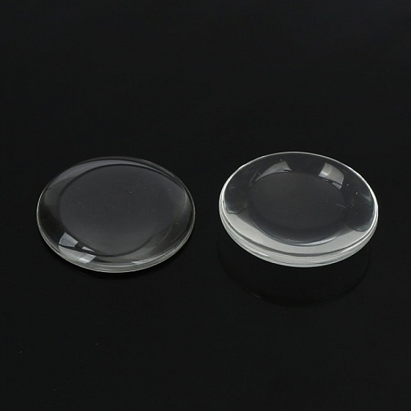 Cabochon rund 58 mm i klart glass