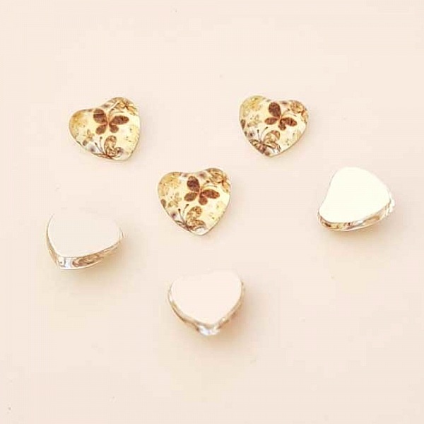 Cabochons coeur en verre 9.70 mm N&deg;03