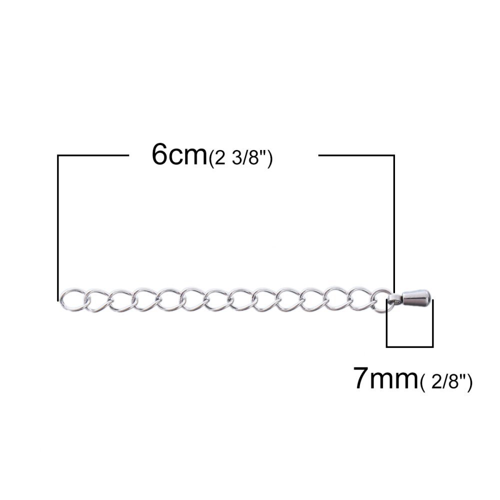 Halskjede forlengerkjede i rustfritt stål 6 cm N°02