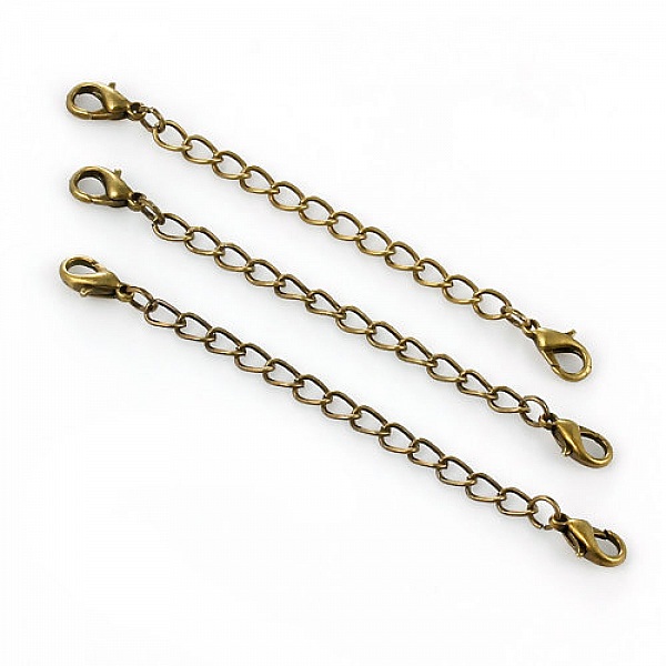 Cha&icirc;ne d'Extension pour Collier Bracelet Bronze avec 2 Fermoirs Mousquetons