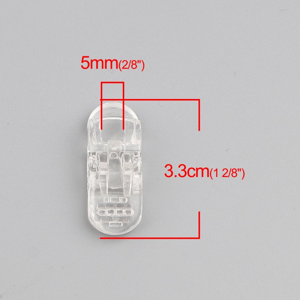 Klips Transparent maske 3,3 cm x 1,3 cm x 10 stk.