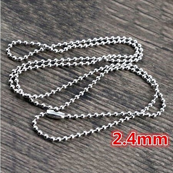 Collier N&deg;03 cha&icirc;ne boule 304 acier inoxydable de 70 cm - 2.4mm