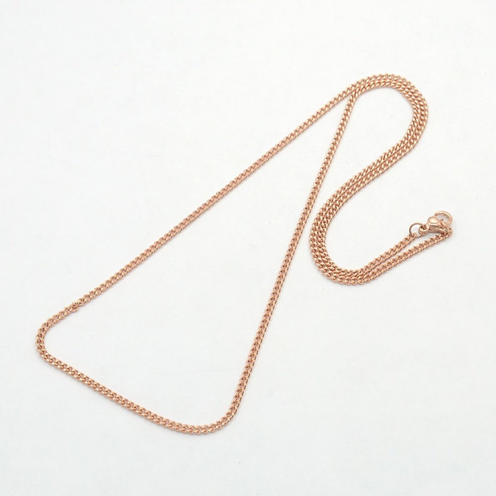 Halskjede N°14 i rustfritt stål 50 cm (22") Roségull