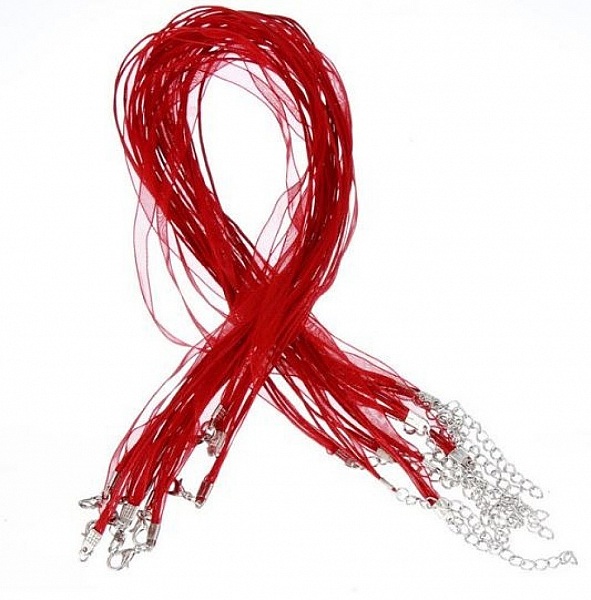 Halskjede med organzab&aring;nd N&deg;02 og vokset snor