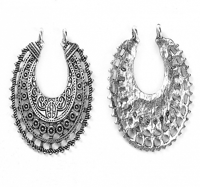 Koblinger N&deg;01 Oval S&oslash;lv Hule Blomster