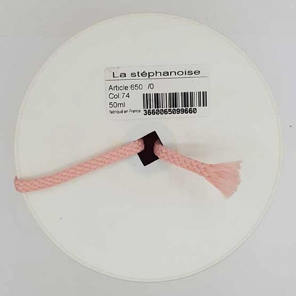 Cordon tress&eacute; 06 mm Rose Clair x 1 m&egrave;tre