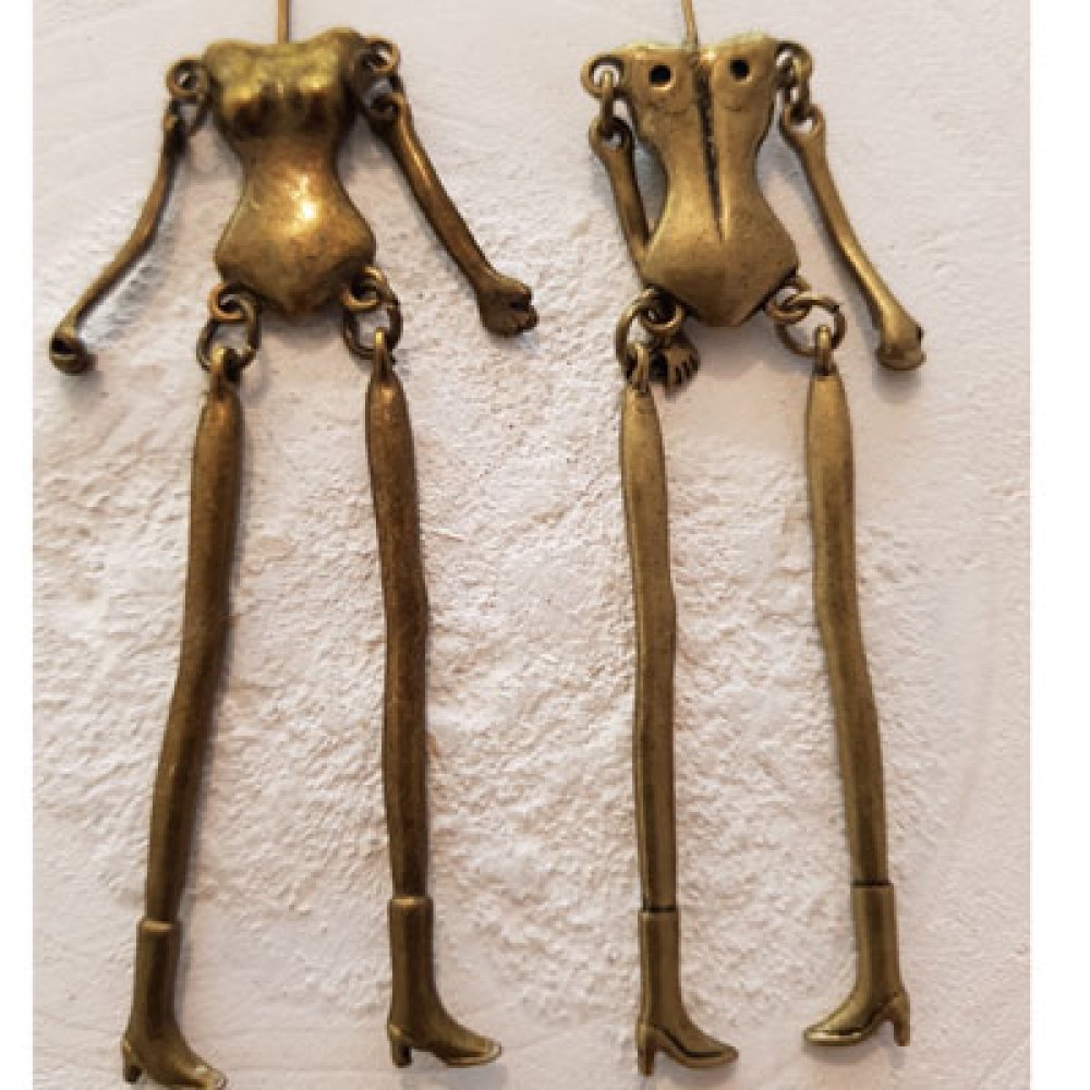 Dukkekropp i metall, bronsefarge, 12,5 cm
