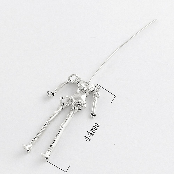 Dukkekropp i metall, s&oslash;lvfarge 9 cm