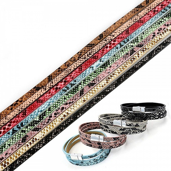 L&aelig;r 05 mm Rosa slangeskinn design 1 meter