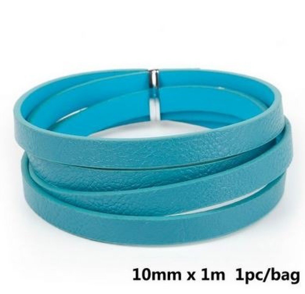 Lær 10 mm påfuglblå 1 meter