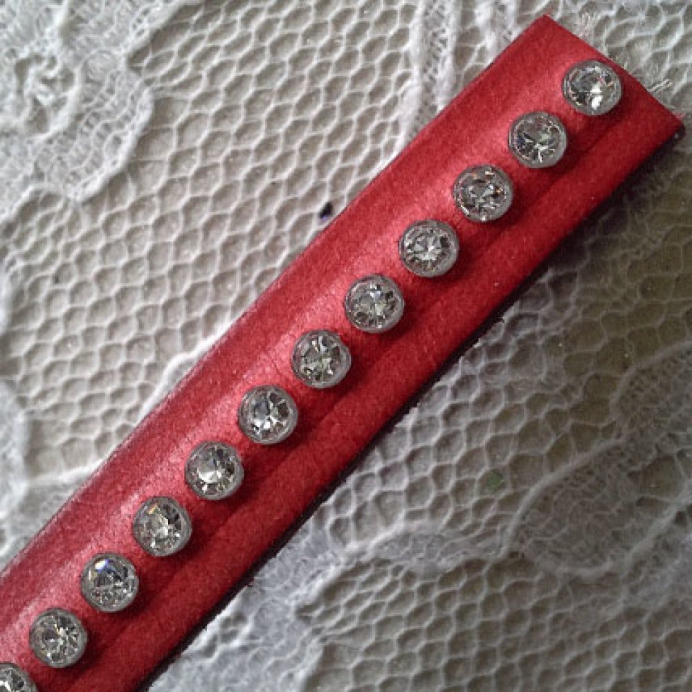 Lær B-Rød 10 mm Swarovski Strass per 20 cm