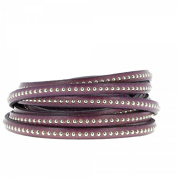 Leather Ball Prune 06 mm med nikkelfri kulekjede per 20 cm