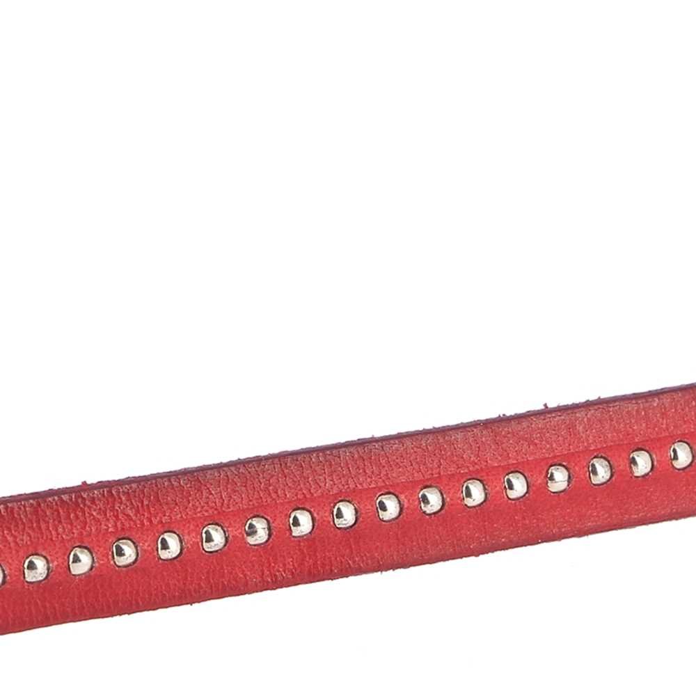 Lær 10 mm rød kule med nikkelfri kulekjede pr. 20 cm.