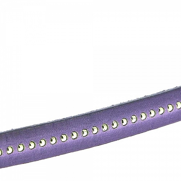 10 mm Purple Ball Leather med nikkelfri kulekjede per 20 cm