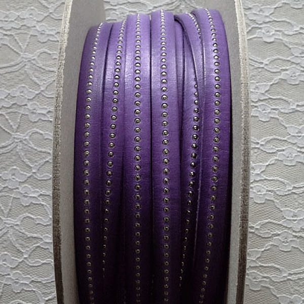 10 mm Purple Ball Leather med nikkelfri kulekjede per 20 cm