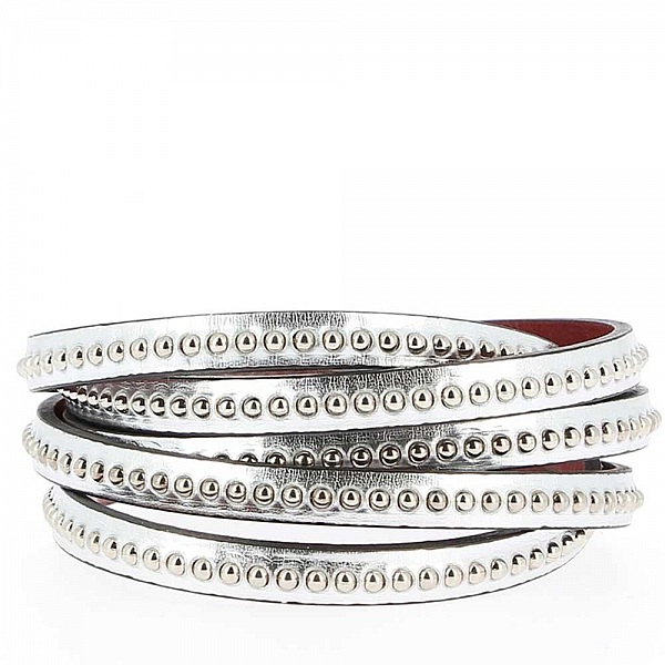 Leather Mirror Ball Silver 06 mm med nikkelfri kulekjede per 20 cm