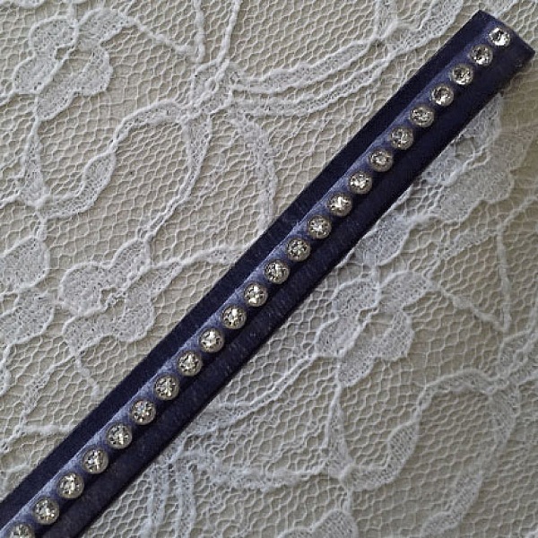 Dark Cobalt Leather 10 mm Swarovski Strass per 20 cm