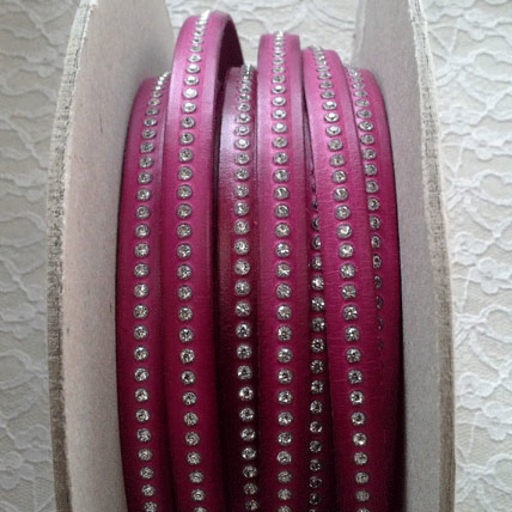 Lær DD-Fuxia 10 mm Swarovski Strass per 20 cm