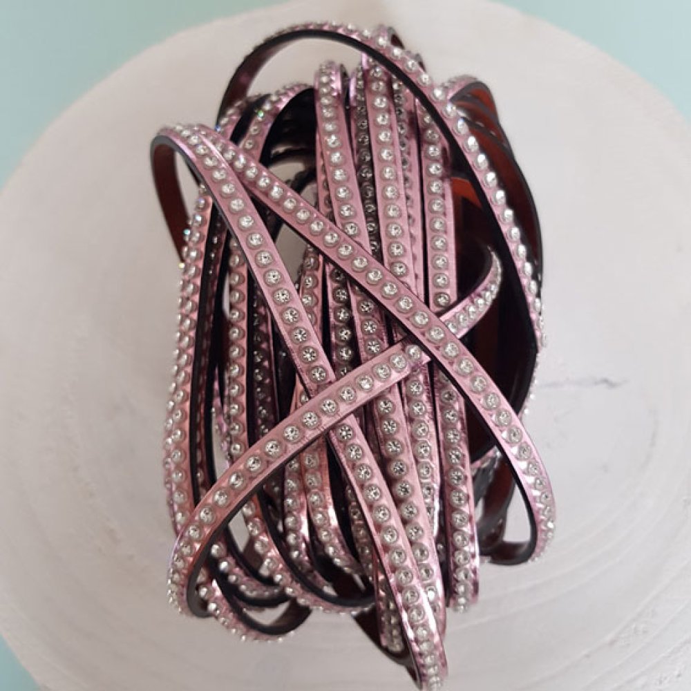 Lær Speil Rosa Metall 06 mm Swarovski Strass per 20 cm