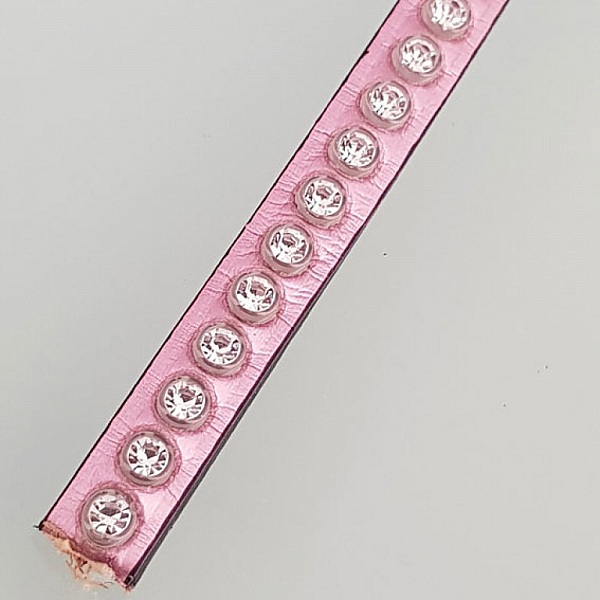 L&aelig;r Speil Rosa Metall 06 mm Swarovski Strass per 20 cm