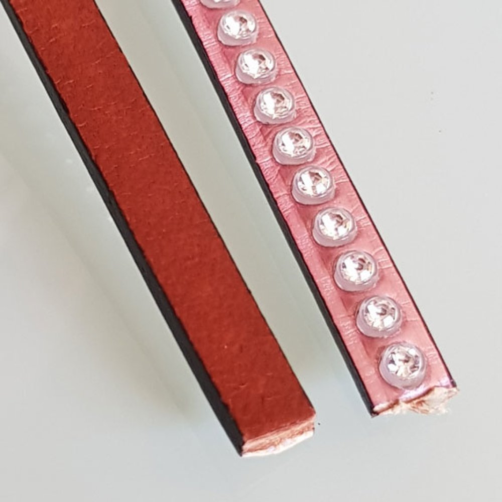 Lær Speil Rosa Metall 06 mm Swarovski Strass per 20 cm