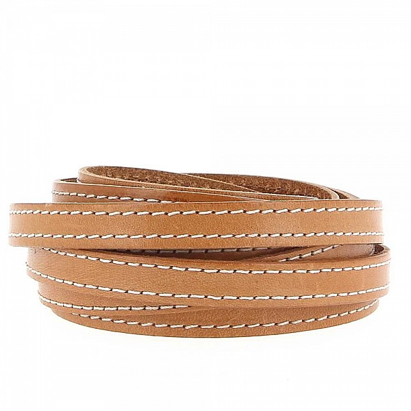 Flatt kalveskinn 10 mm x 20 cm Sydd 2 tr&aring;der hvitt