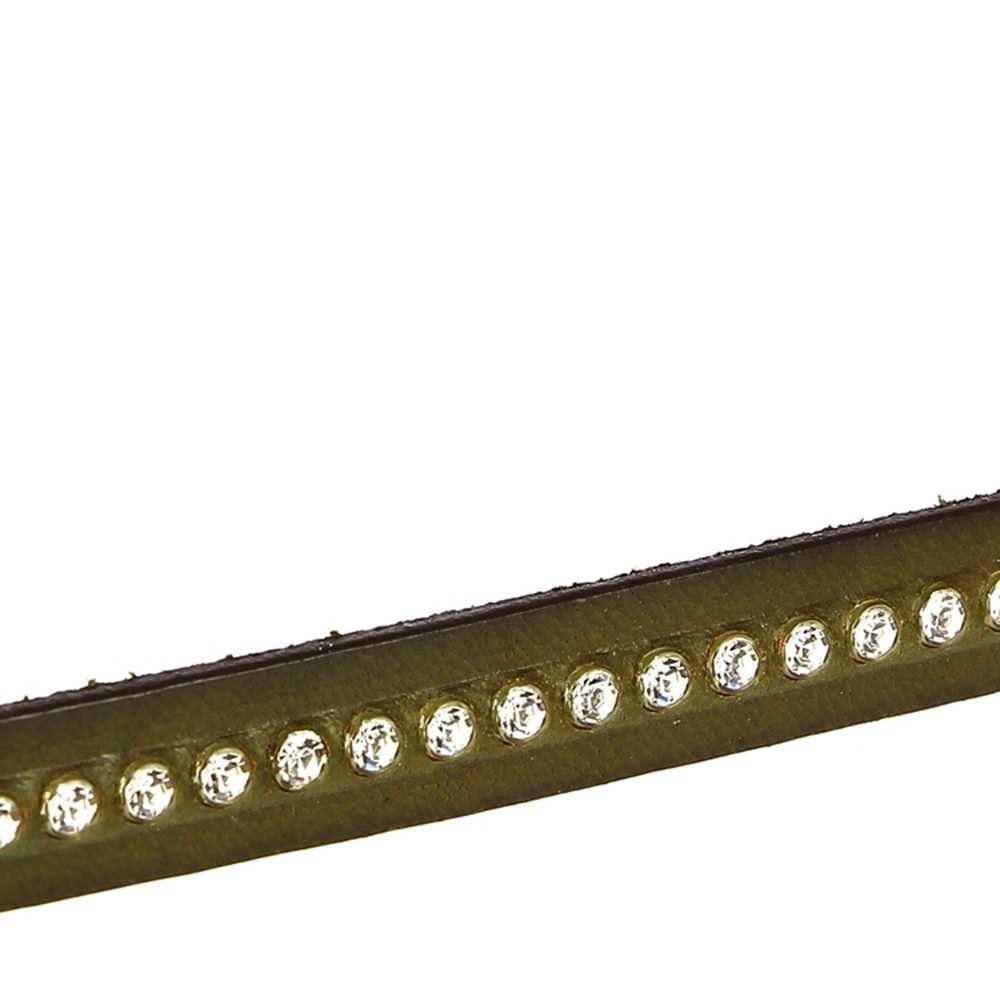 Militærgrønt skinn 10 mm Swarovski Strass per 20 cm