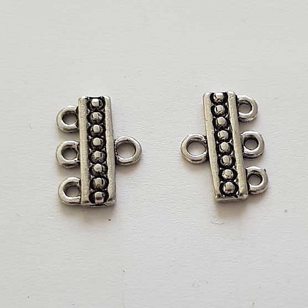 Embout fermoir multi rangs 3 trous Argent N&deg;06