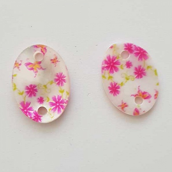 Entre deux fantaisie Ovale &agrave; fleurs 20x14 mm N&deg;06-02