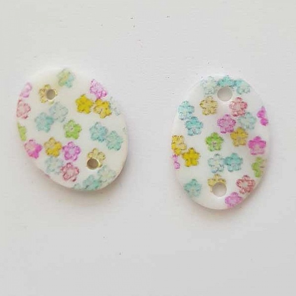 Entre deux fantaisie Ovale &agrave; fleurs 20x14 mm N&deg;07