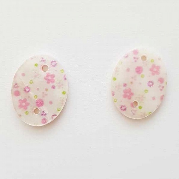 Entre deux fantaisie Ovale &agrave; fleurs 20x14 mm N&deg;01