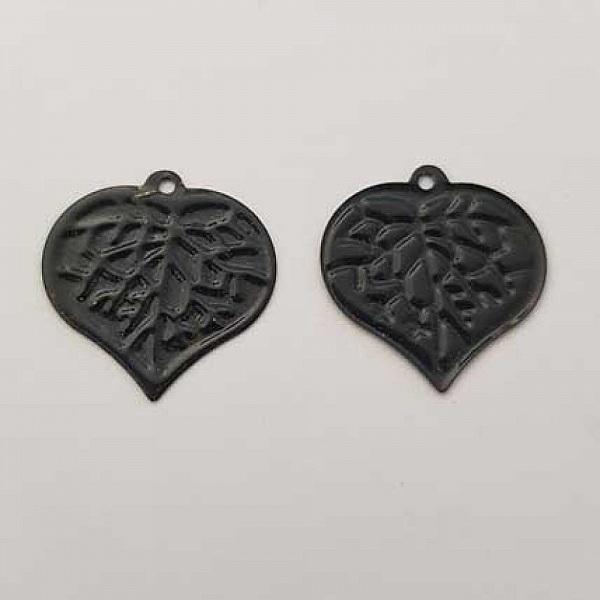 Estampe N&deg;04 Feuille Anthracite 17 x 17 mm