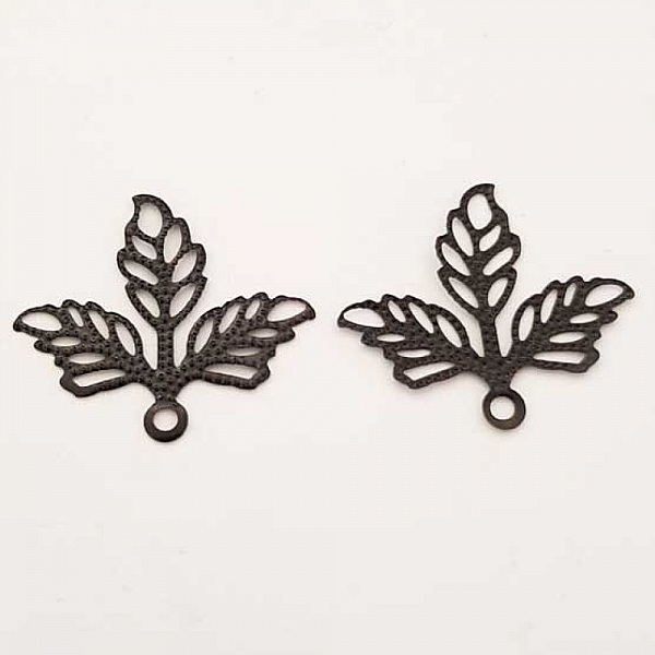 Estampe N&deg;08 Feuille Noir 23 x 25 mm