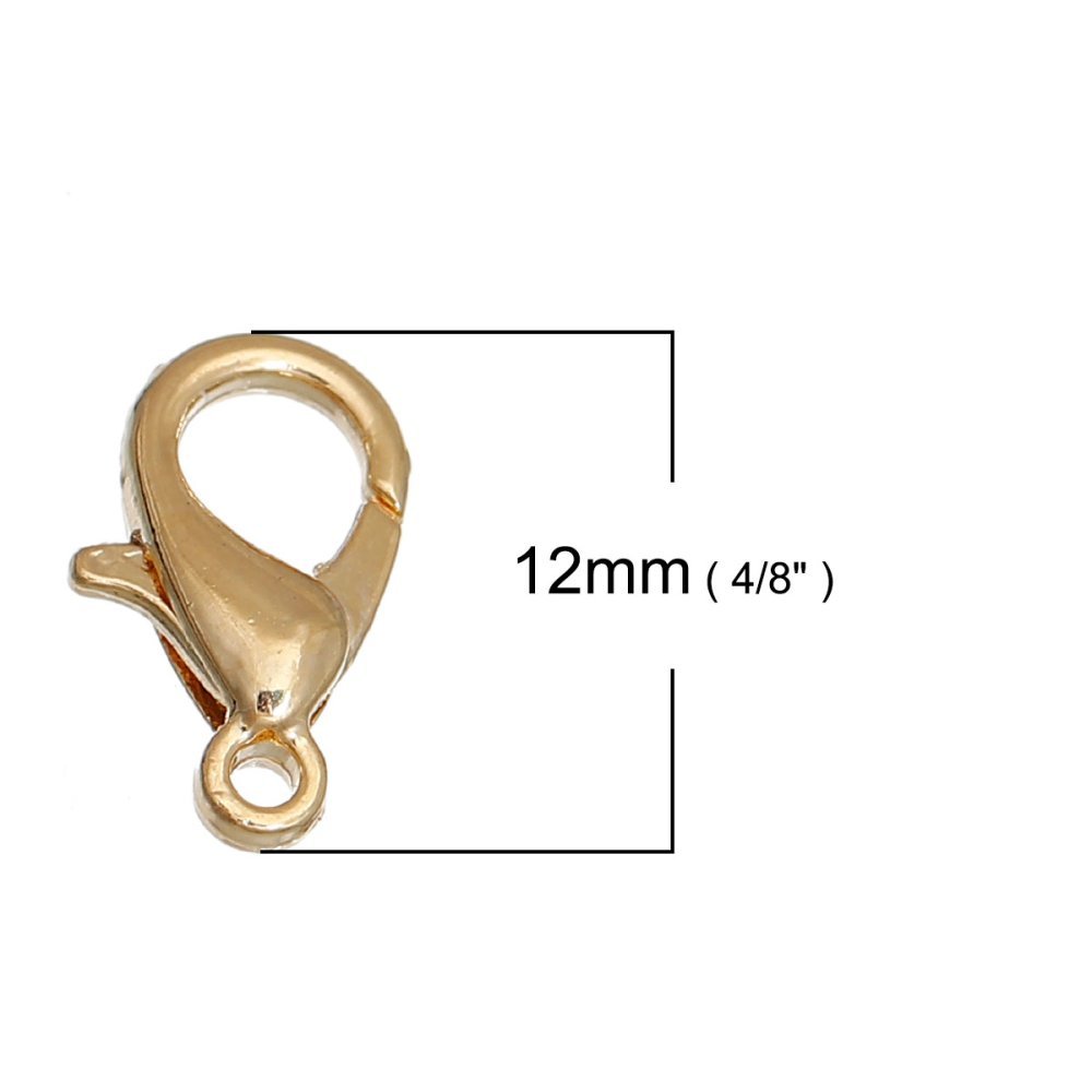 Hummerlås 12 x 7 mm ekte gull belagt 14K