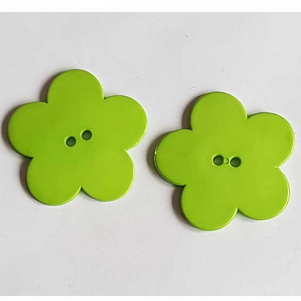 Fleur Big Pop r&eacute;sine 58mm 2 trous Vert Clair